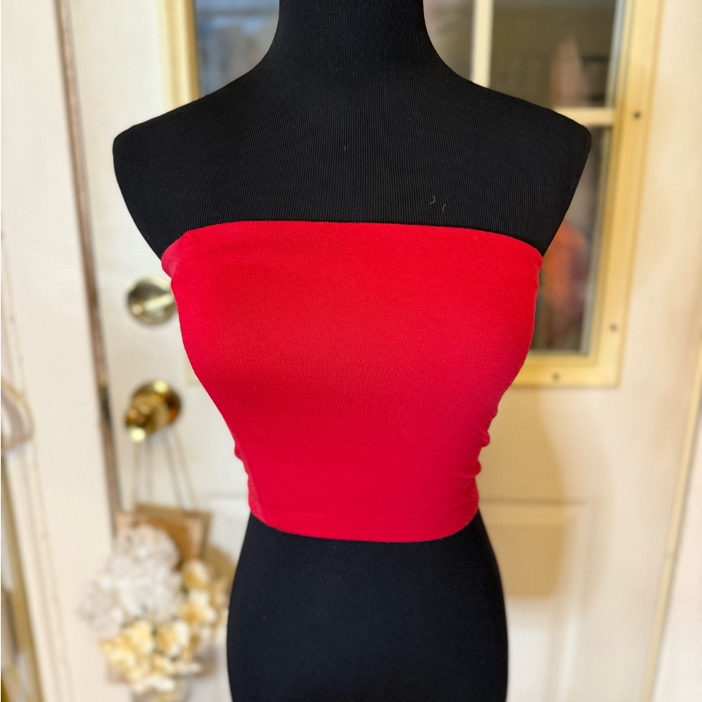 Windsor Bold Red Strapless Crop Top